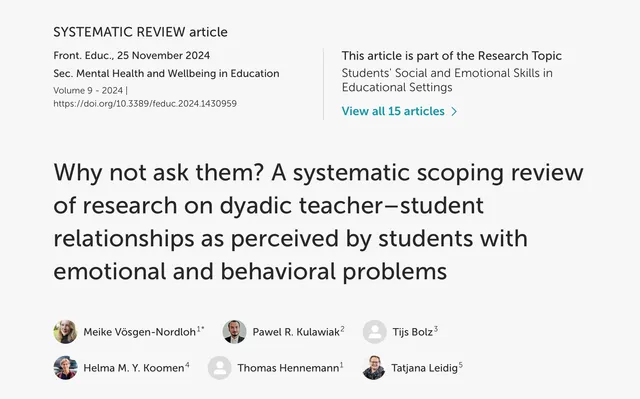 Titelseite des Reviews „Why not ask them?“ zur Lehrkraft-Schüler*in Beziehung
