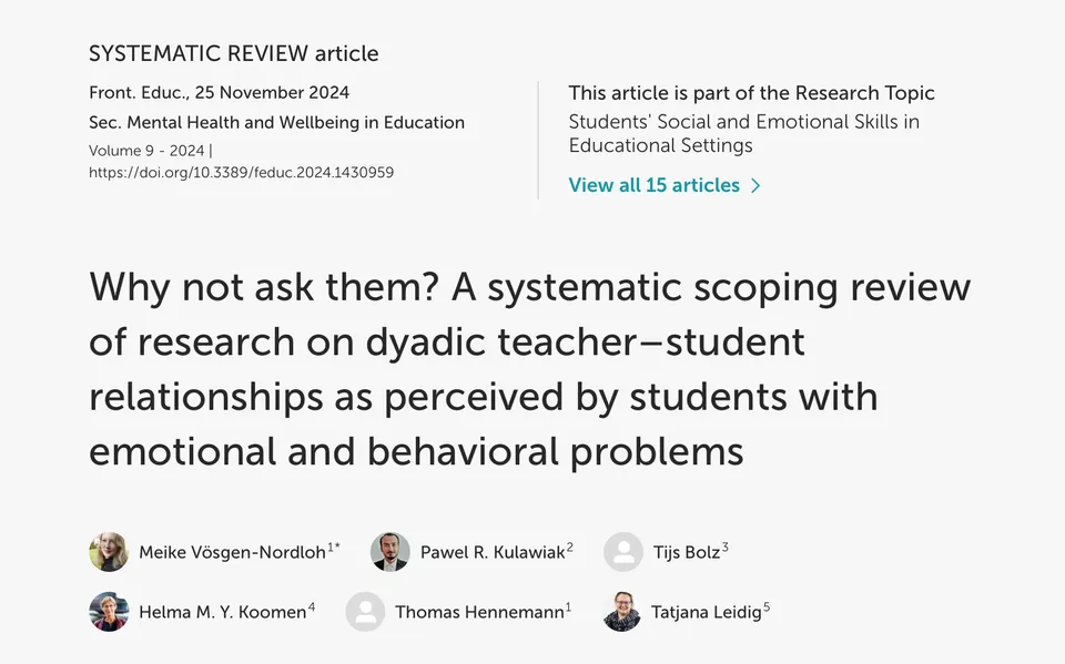 Titelseite des Reviews „Why not ask them?“ zur Lehrkraft-Schüler*in Beziehung