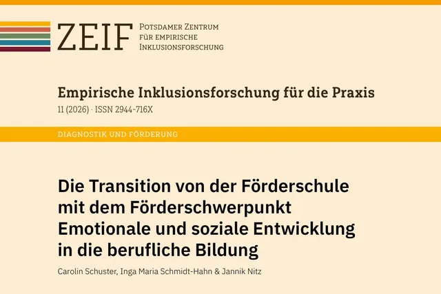 Titelblatt des Artikels „Die Transition von der Förderschule mit dem Förderschwerpunkt Emotionale und soziale Entwicklung in die berufliche Bildung“
