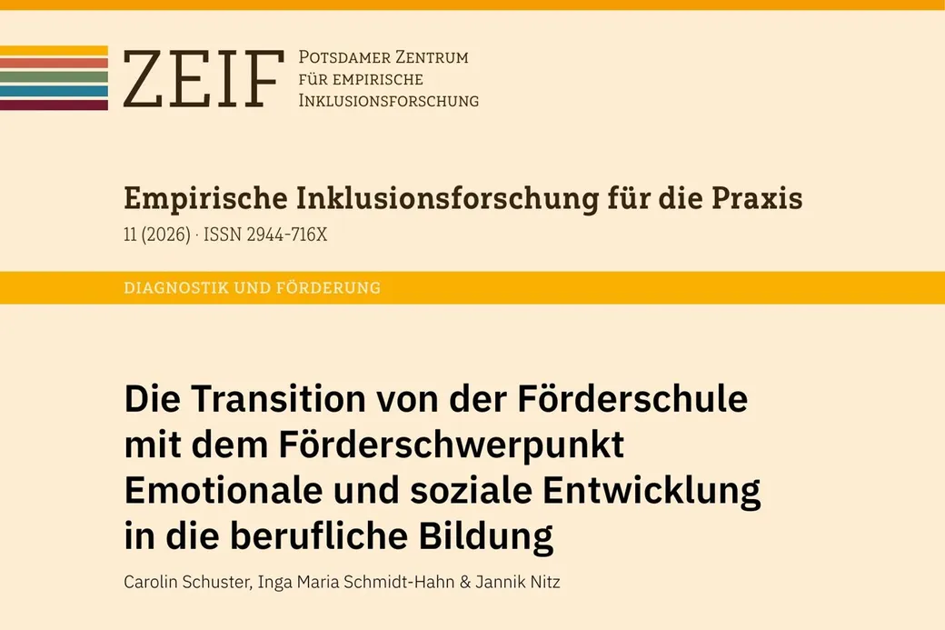 Titelblatt des Artikels „Die Transition von der Förderschule mit dem Förderschwerpunkt Emotionale und soziale Entwicklung in die berufliche Bildung“